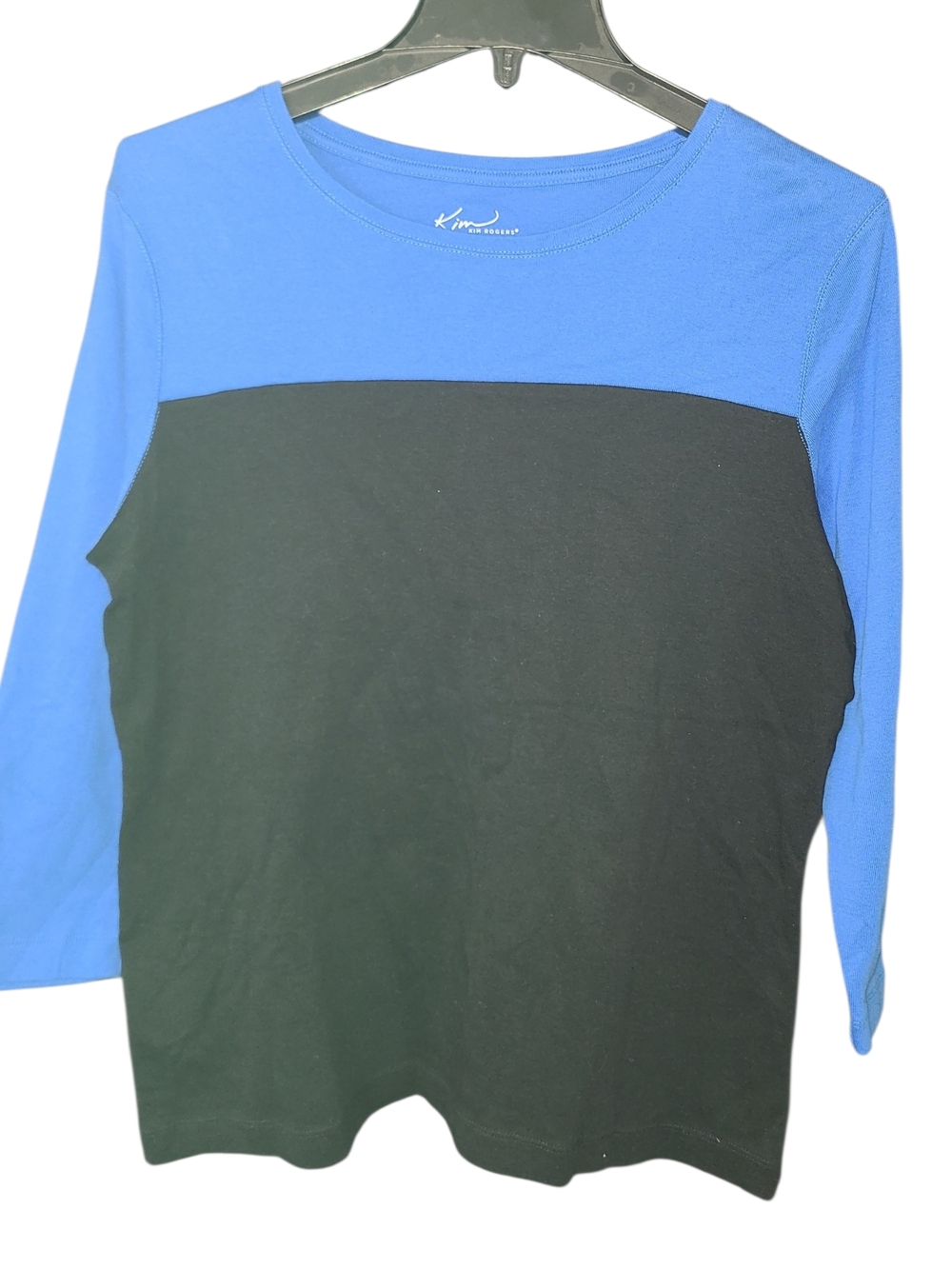 Kim Rogers Blue and Black Colorblock Long Sleeve Top